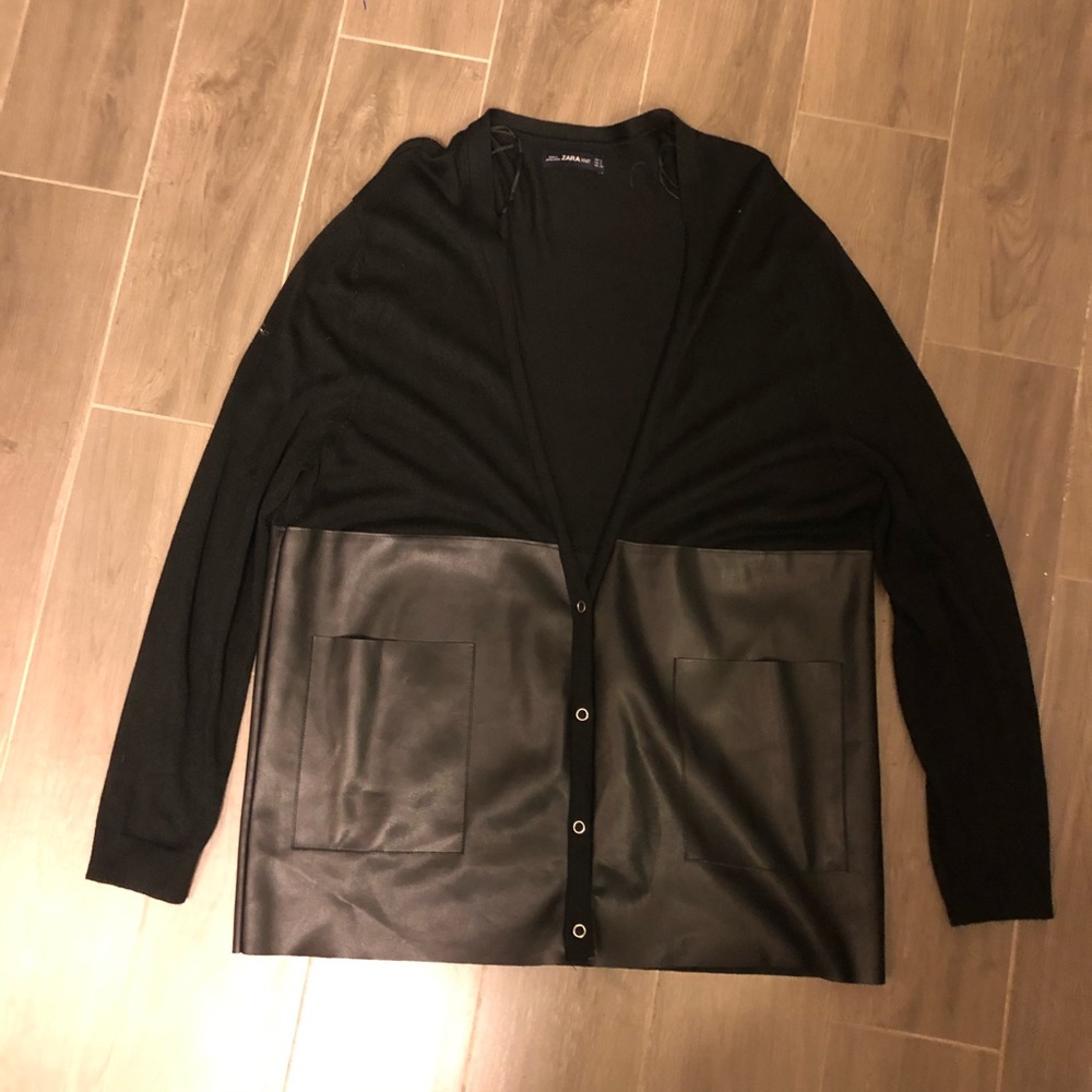 Zara’s half faux leather cardigan